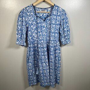 Handprint Dream Sun Dress Size Small Blue Cotton Vacation Beach Cover Up Cruise